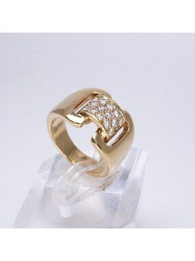 Hermes Ring 750 Gold Antique Diamond Gem